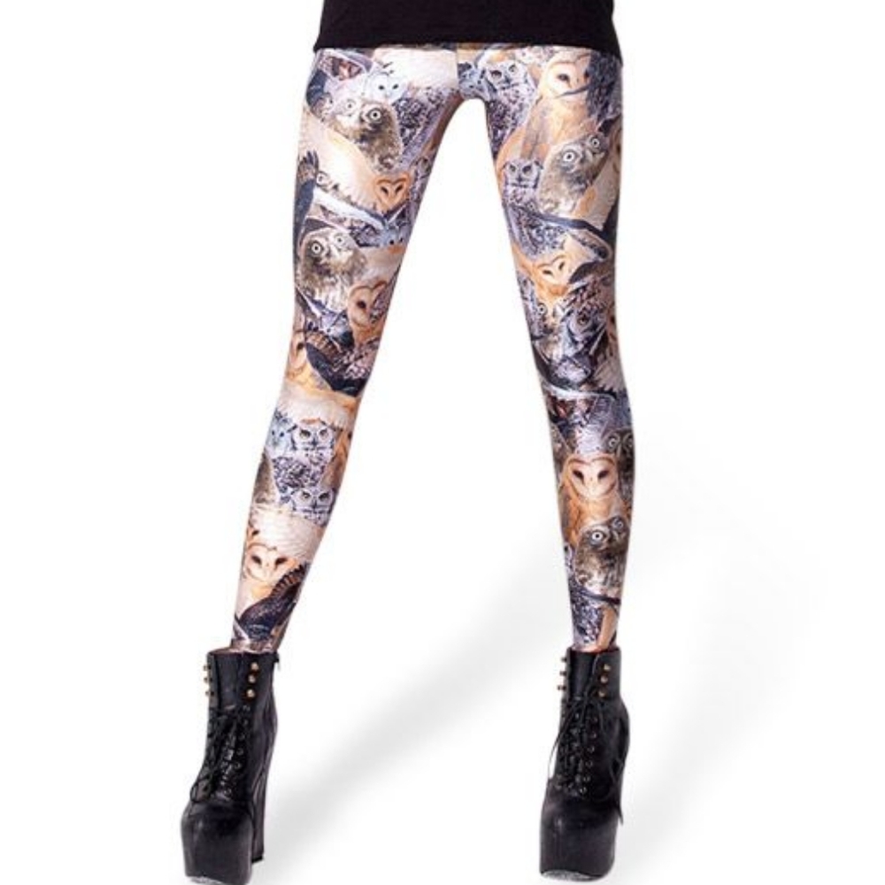 BlackMilk Owls Brown Leggings Large